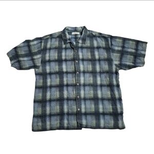 Tommy Bahama Shirt Mens Size Large Short Sleeve Button Up 100% Silk Check CutTag